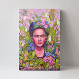 wall-art-print-canvas-poster-framed-Frida Kahlo Floral Portrait, Style C-by-Ekaterina Prisich-Gioia Wall Art