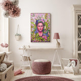 wall-art-print-canvas-poster-framed-Frida Kahlo Floral Portrait, Style C-by-Ekaterina Prisich-Gioia Wall Art