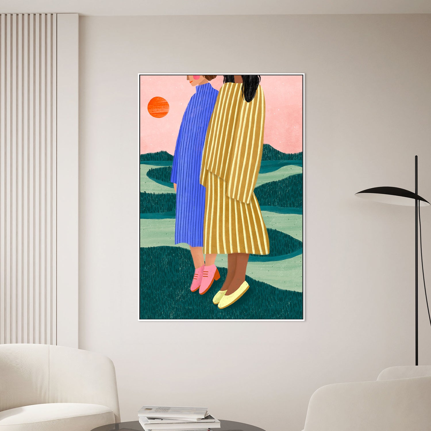 wall-art-print-canvas-poster-framed-Friends With Striped Dresses-2