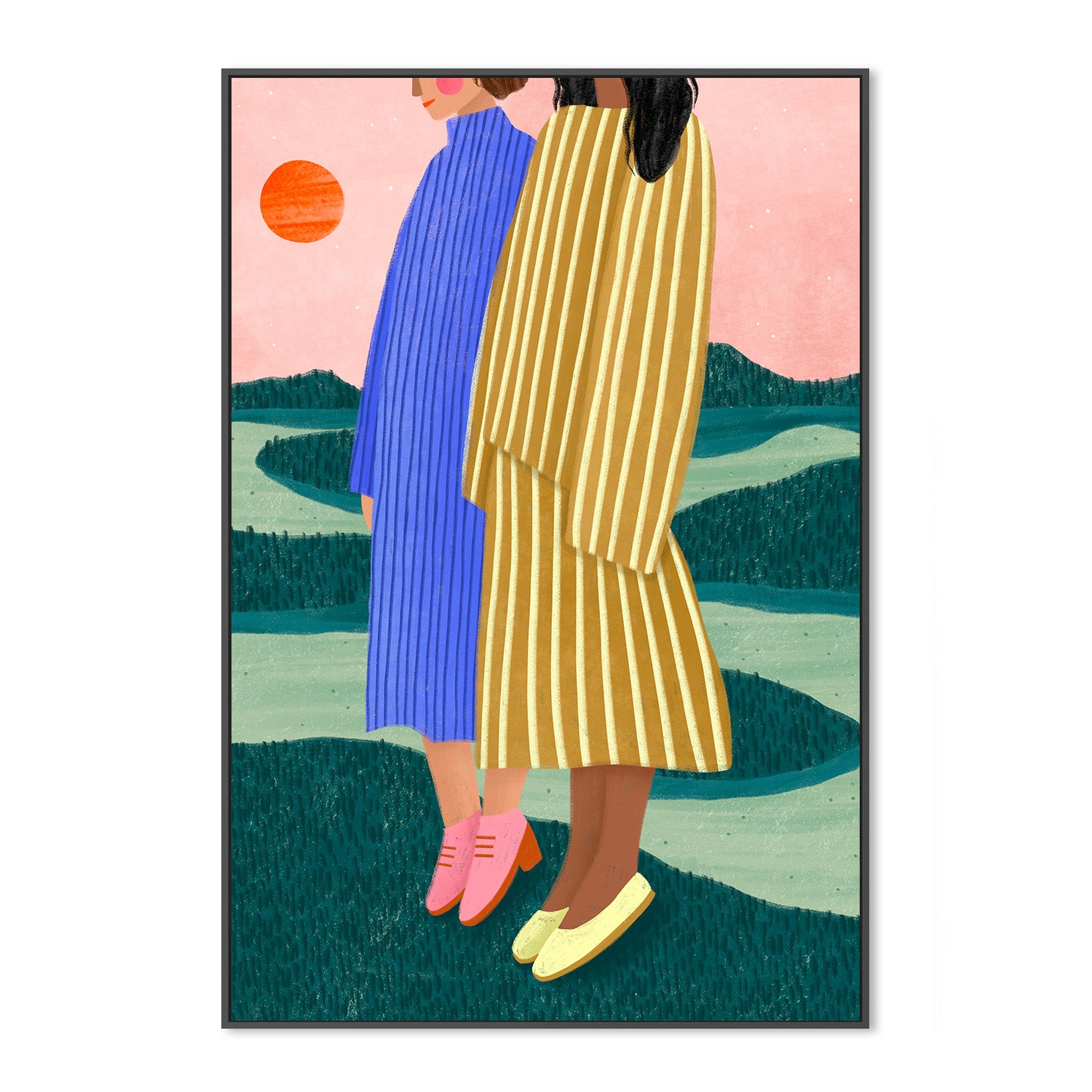 wall-art-print-canvas-poster-framed-Friends With Striped Dresses-3