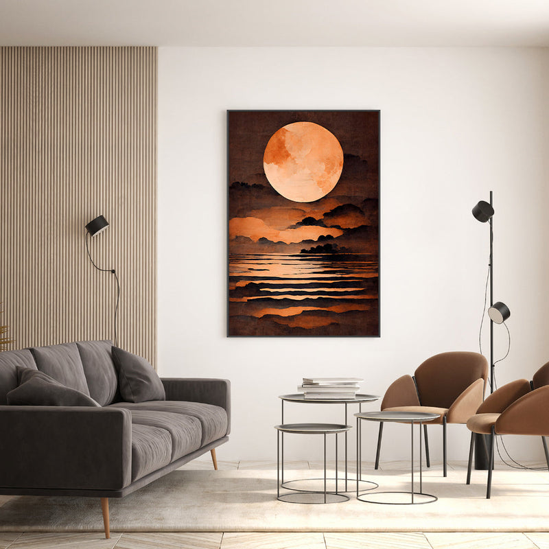 wall-art-print-canvas-poster-framed-Full Amber Moon , By Treechild-GIOIA-WALL-ART