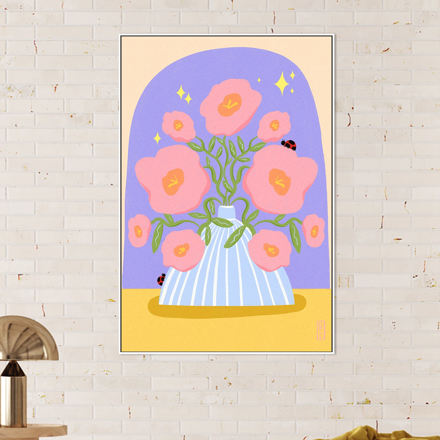 wall-art-print-canvas-poster-framed-Fun Flowers in a Vase Illustration-2