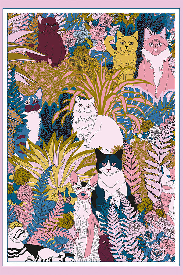 wall-art-print-canvas-poster-framed-Garden Cats-1