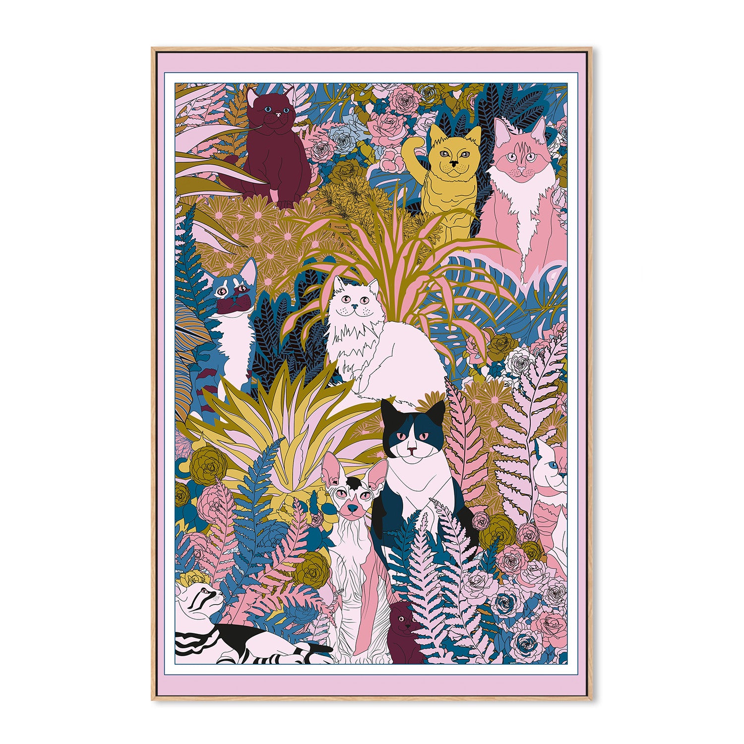 wall-art-print-canvas-poster-framed-Garden Cats-4