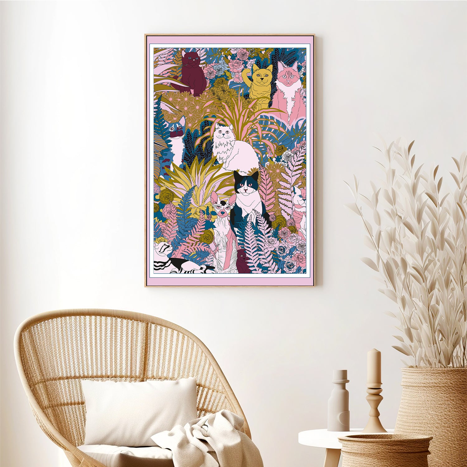 wall-art-print-canvas-poster-framed-Garden Cats-7