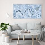 wall-art-print-canvas-poster-framed-Gathering Body Paint, Blue Version , By Danny Tjampitjinpa Possum-GIOIA-WALL-ART