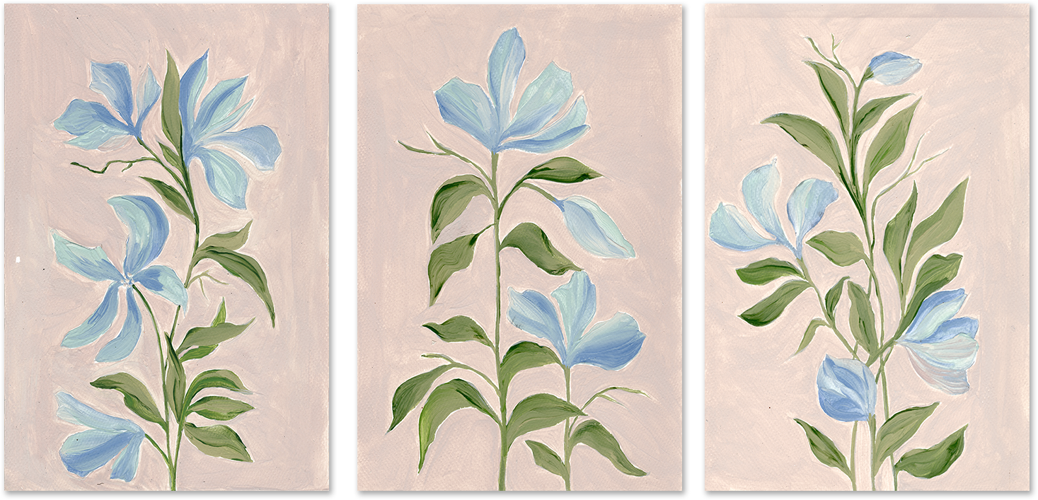wall-art-print-canvas-poster-framed-Gentle Blossoms, Style A, B & C, Set Of 3 , By Nikita Jariwala-GIOIA-WALL-ART