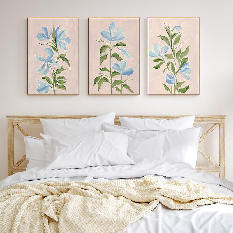 wall-art-print-canvas-poster-framed-Gentle Blossoms, Style A, B & C, Set Of 3 , By Nikita Jariwala-GIOIA-WALL-ART