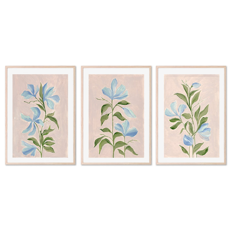 wall-art-print-canvas-poster-framed-Gentle Blossoms, Style A, B & C, Set Of 3 , By Nikita Jariwala-GIOIA-WALL-ART