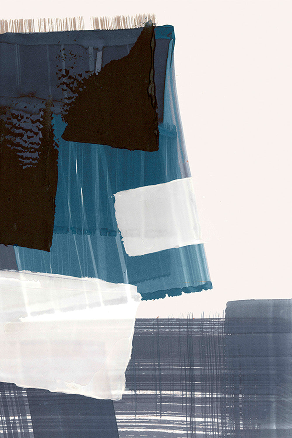 wall-art-print-canvas-poster-framed-Geometric Harmony in Blue and Black-1