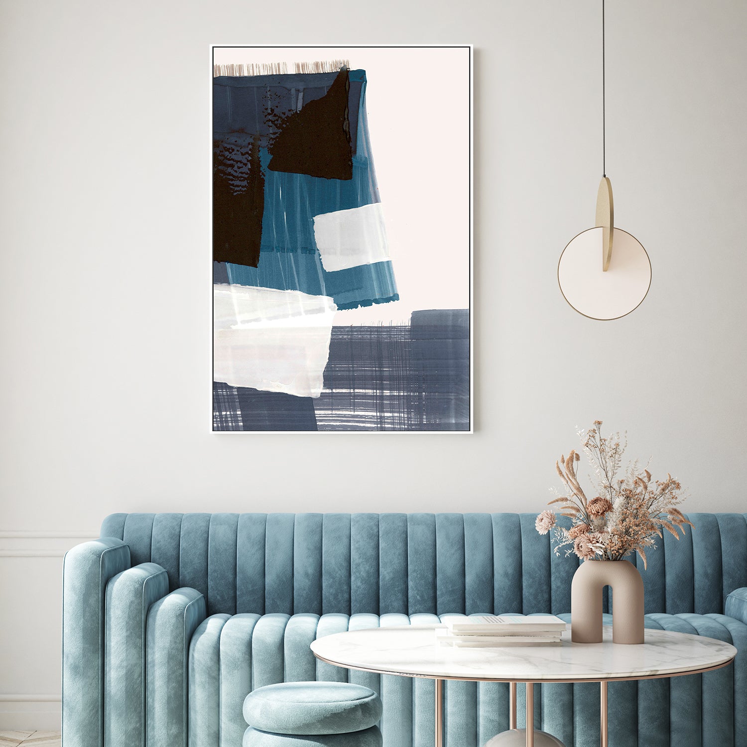 wall-art-print-canvas-poster-framed-Geometric Harmony in Blue and Black-7