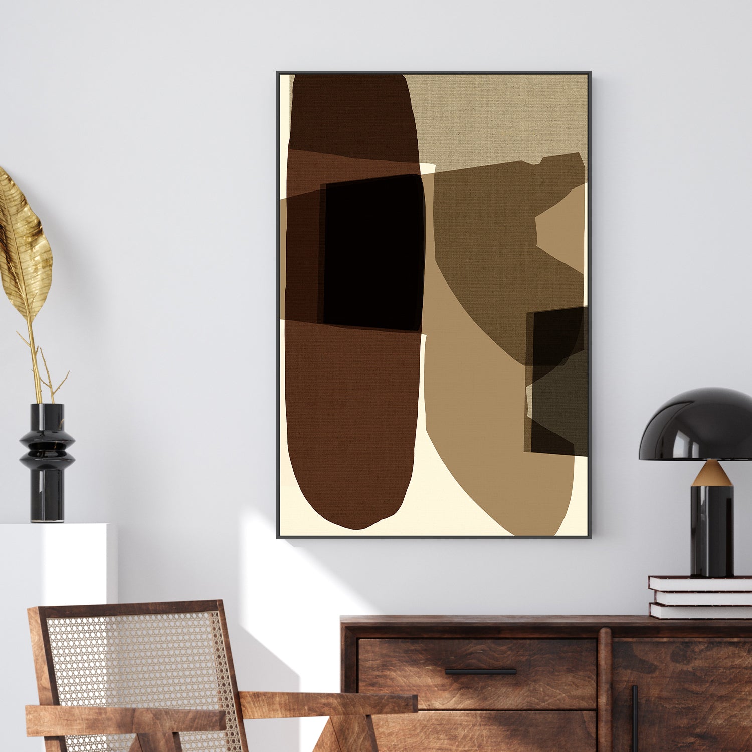wall-art-print-canvas-poster-framed-Geometric Shapes And Earthy Tones-2