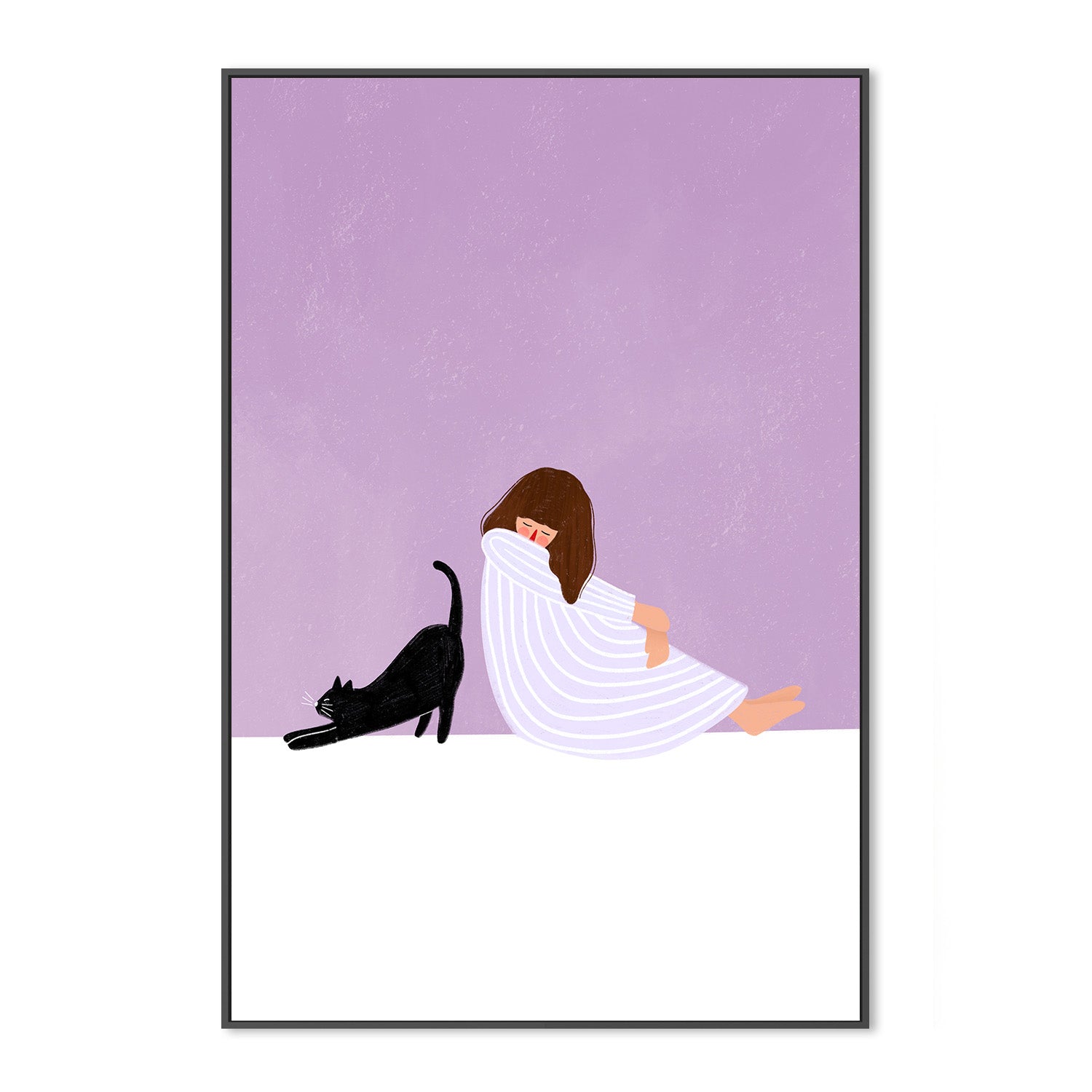 wall-art-print-canvas-poster-framed-Girl and Cat-3