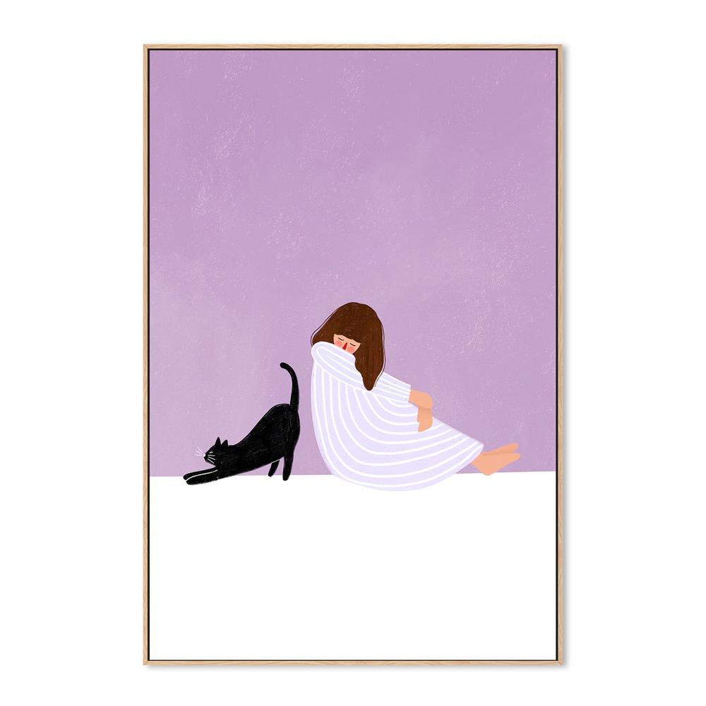 wall-art-print-canvas-poster-framed-Girl and Cat-4
