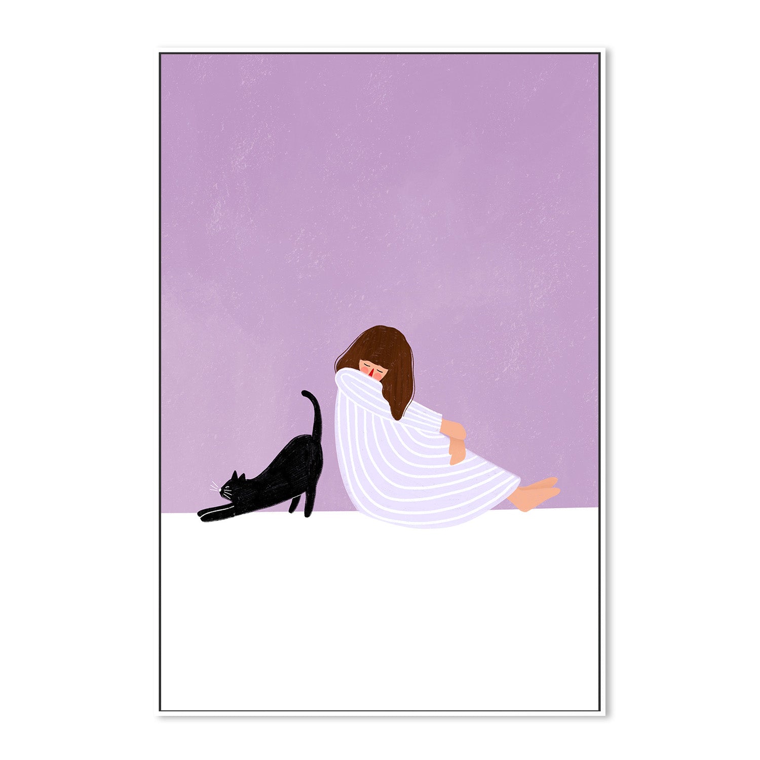 wall-art-print-canvas-poster-framed-Girl and Cat-5