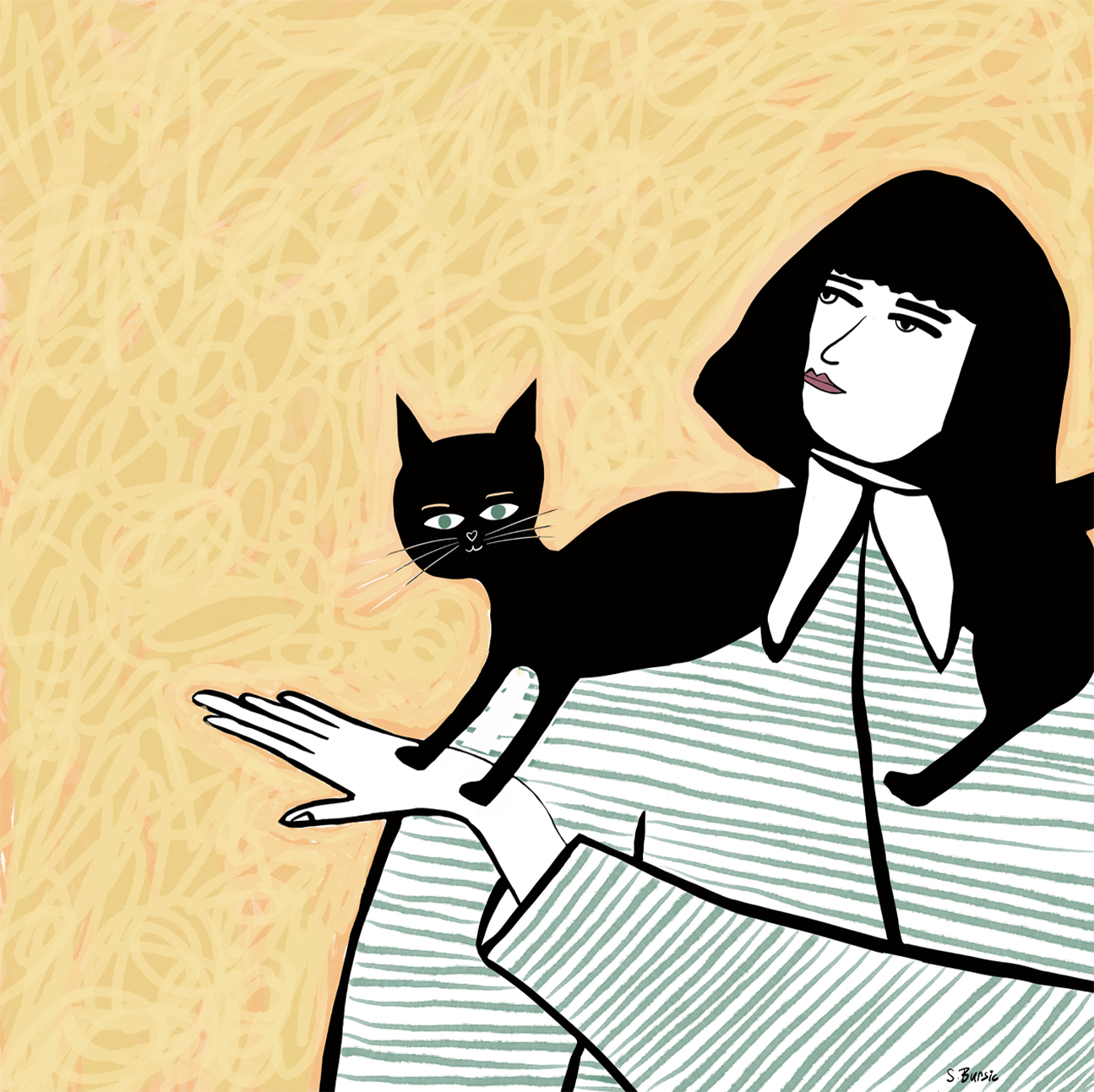 wall-art-print-canvas-poster-framed-Girl And Cat , By Sharyn Bursic-1
