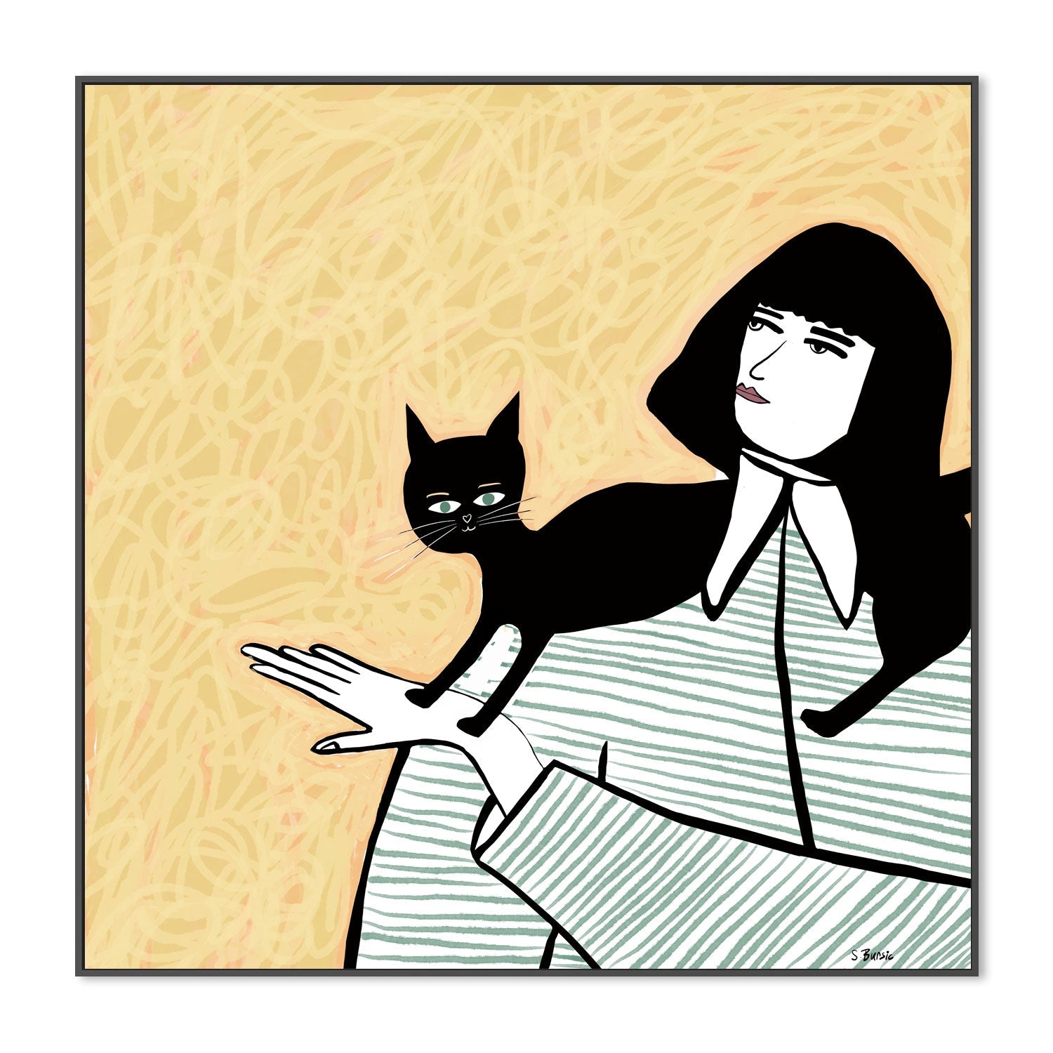 wall-art-print-canvas-poster-framed-Girl And Cat , By Sharyn Bursic-3