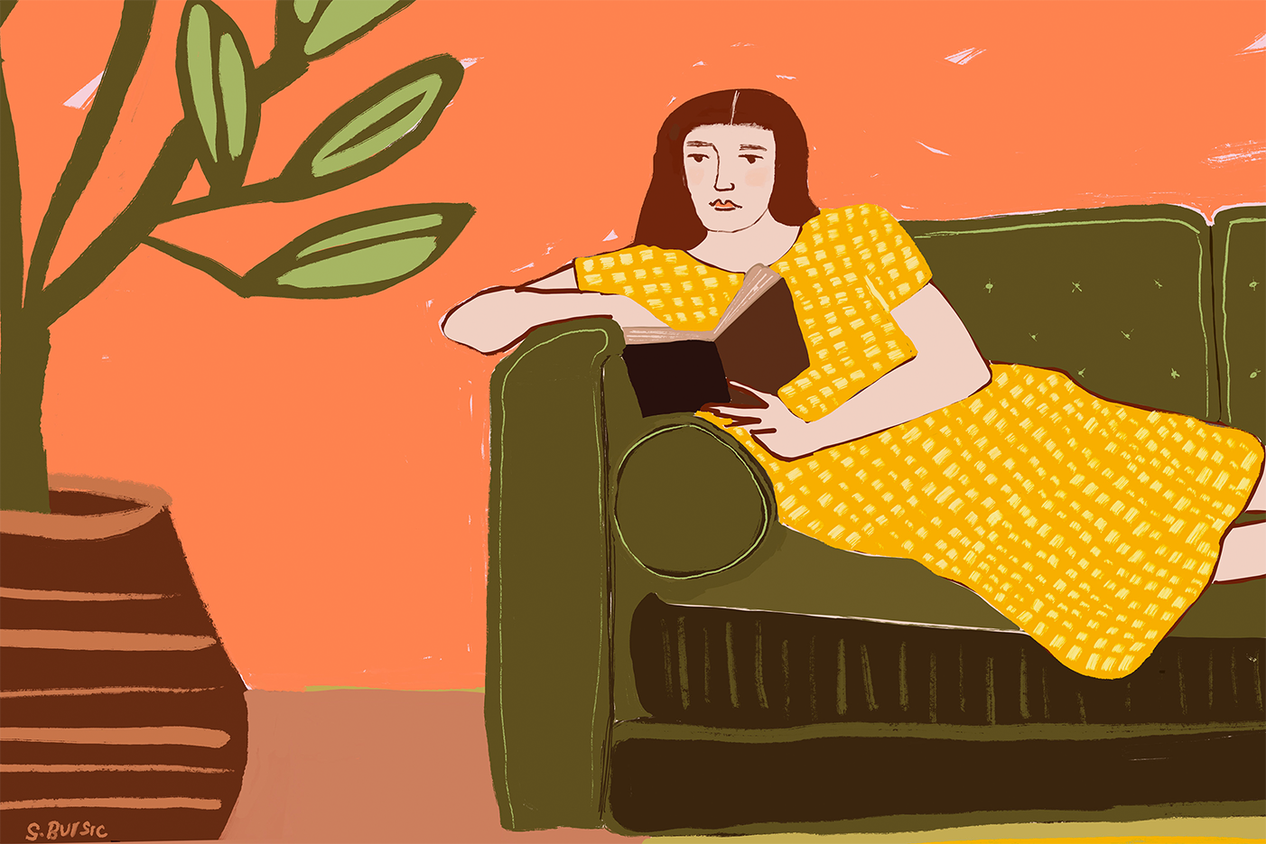 wall-art-print-canvas-poster-framed-Girl Reading , By Sharyn Bursic-1