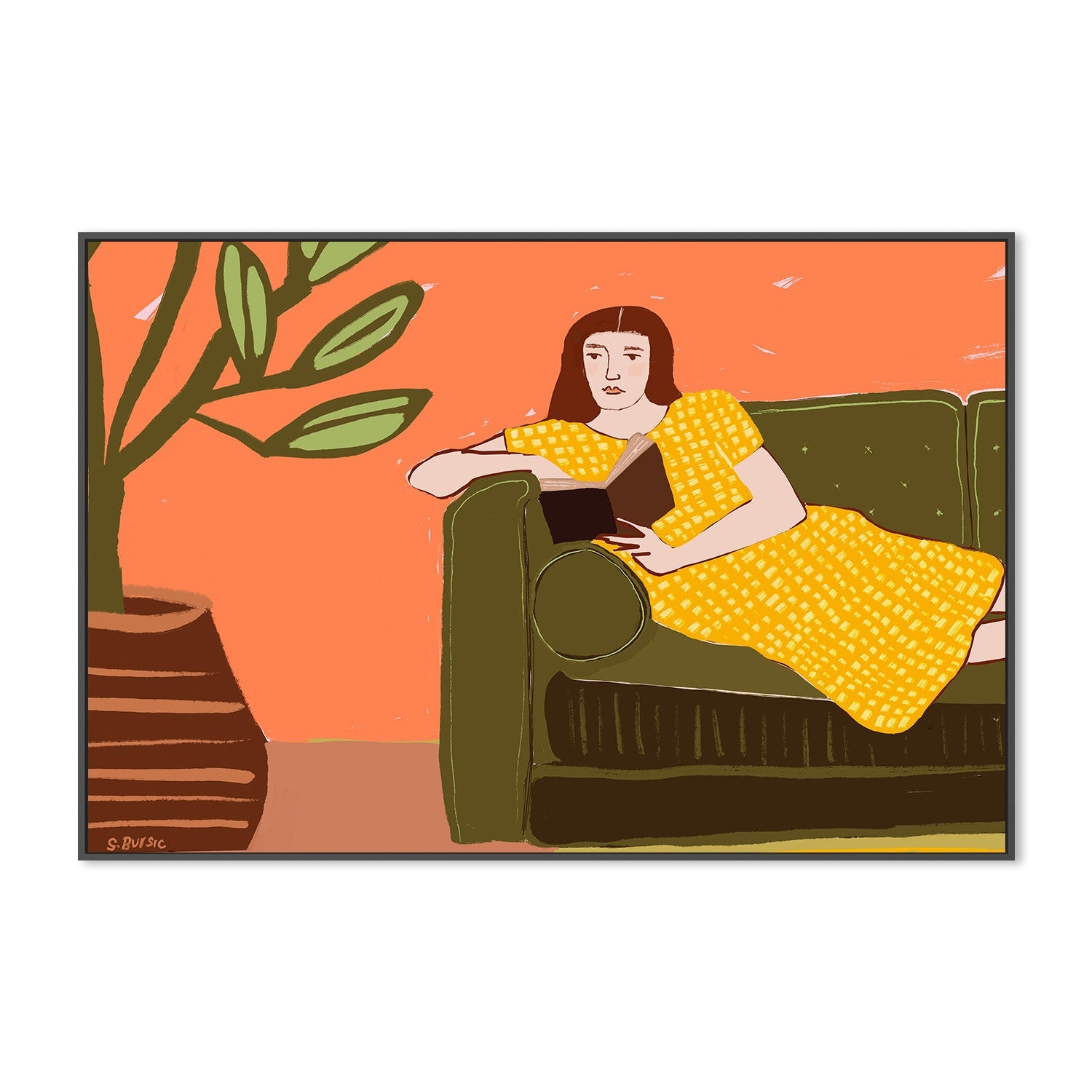 wall-art-print-canvas-poster-framed-Girl Reading , By Sharyn Bursic-3