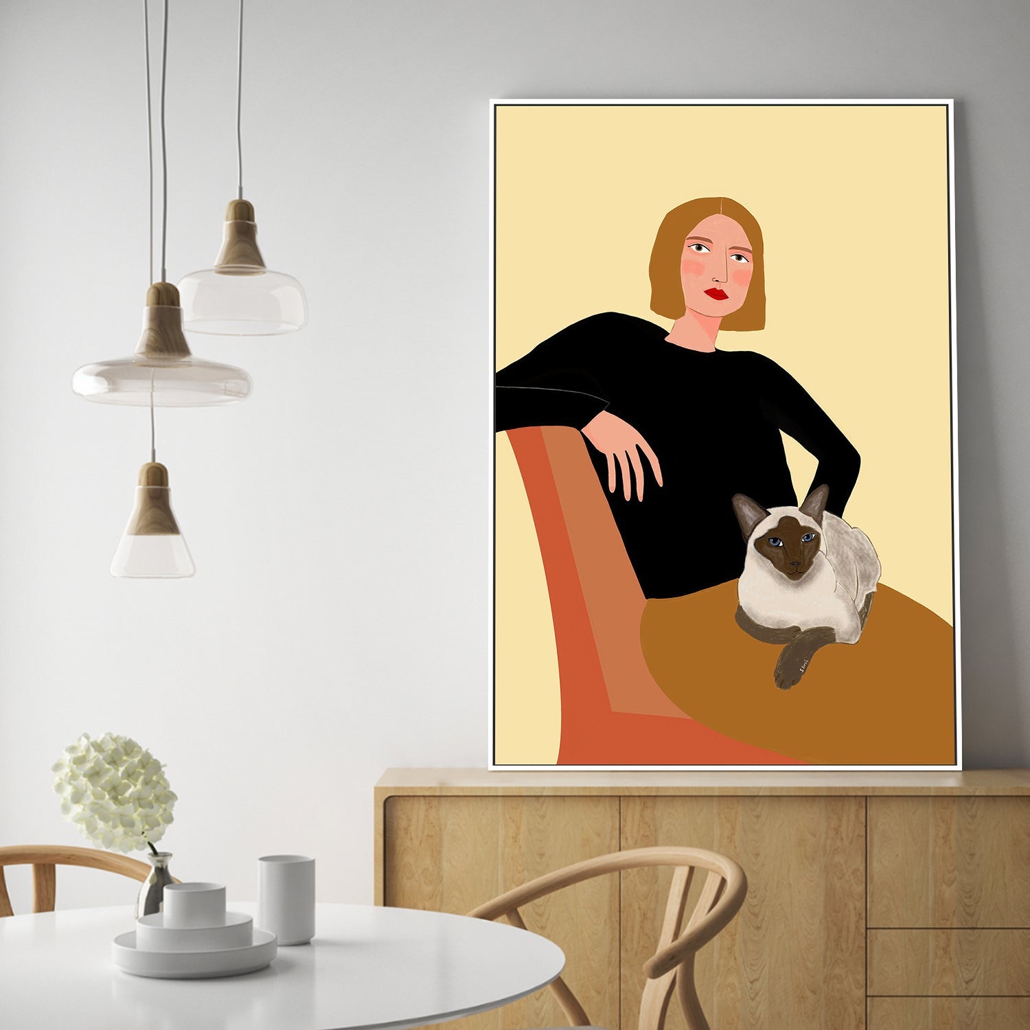 wall-art-print-canvas-poster-framed-Girl With Siamese Cat, Style A , By Sharyn Bursic-7