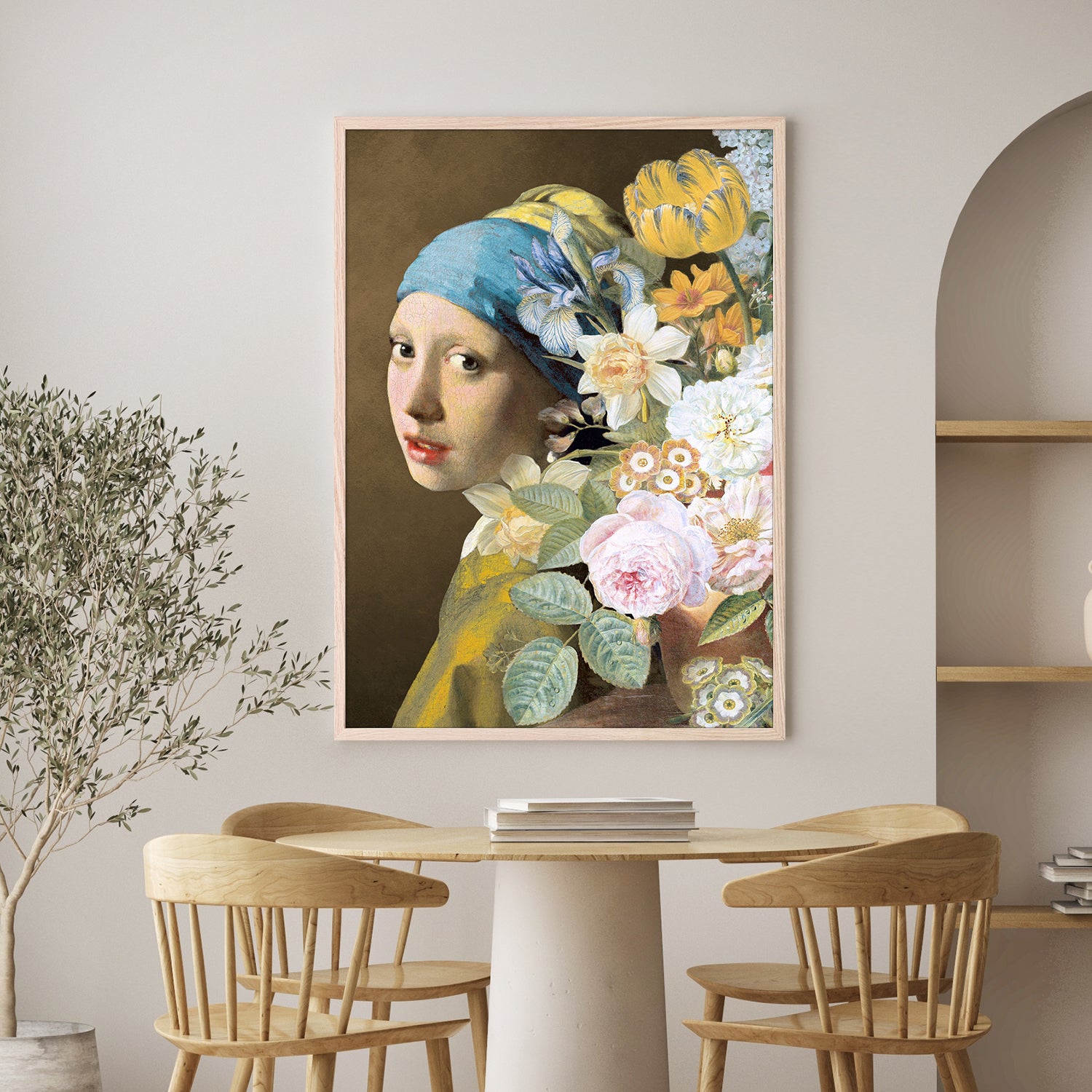 wall-art-print-canvas-poster-framed-Girl With the Pearl Earring - the Floral Edition-2