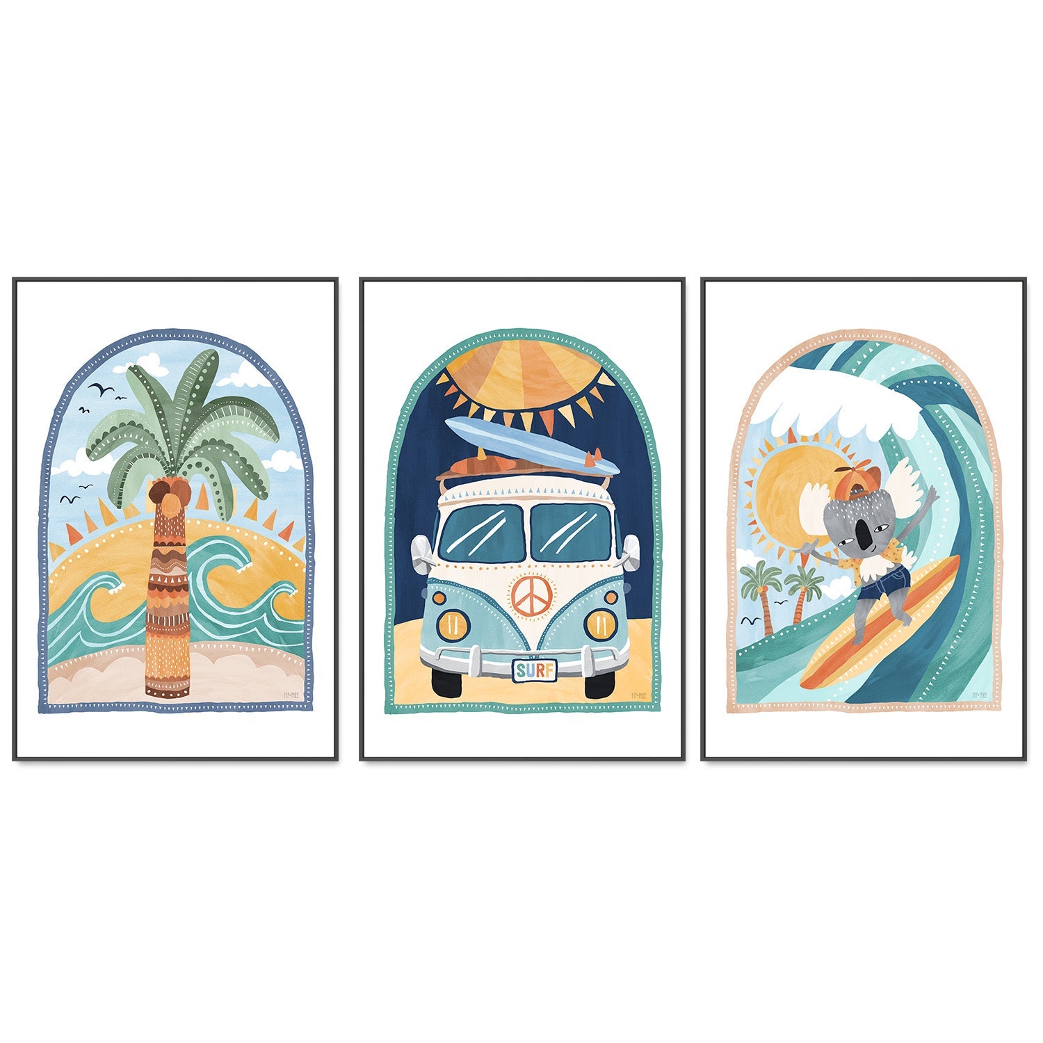 wall-art-print-canvas-poster-framed-Going Coconuts, Set of 3 , By Pip and Phee-3