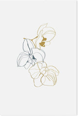 wall-art-print-canvas-poster-framed-Gold And Navy Floral Lines, Style A-GIOIA-WALL-ART