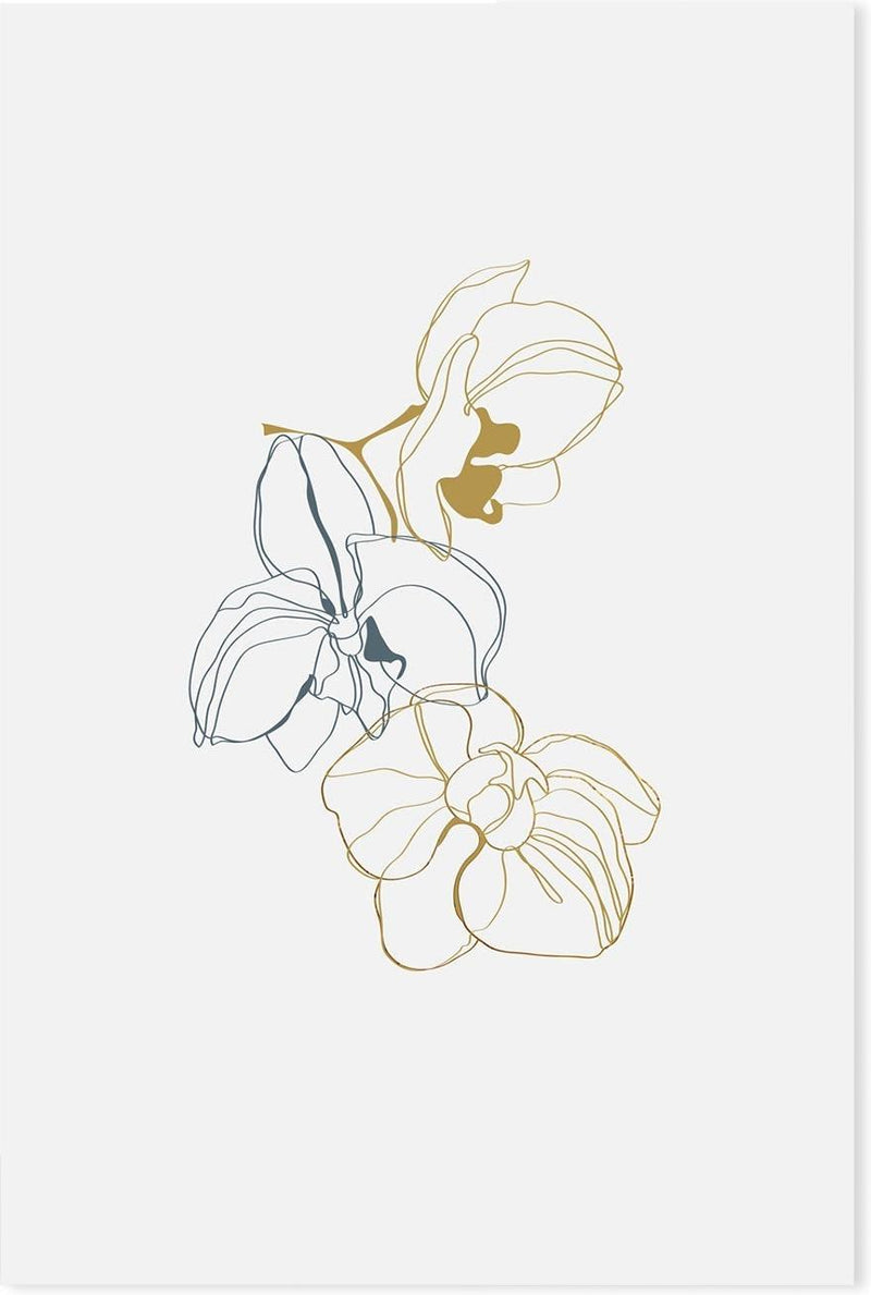 wall-art-print-canvas-poster-framed-Gold And Navy Floral Lines, Style A-GIOIA-WALL-ART