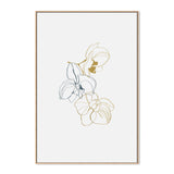 wall-art-print-canvas-poster-framed-Gold And Navy Floral Lines, Style A-GIOIA-WALL-ART