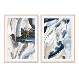 wall-art-print-canvas-poster-framed-Gold And Navy Watercolour, Style A & B, Set Of 2-GIOIA-WALL-ART