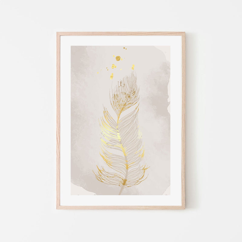 wall-art-print-canvas-poster-framed-Gold Feather, Style B-GIOIA-WALL-ART