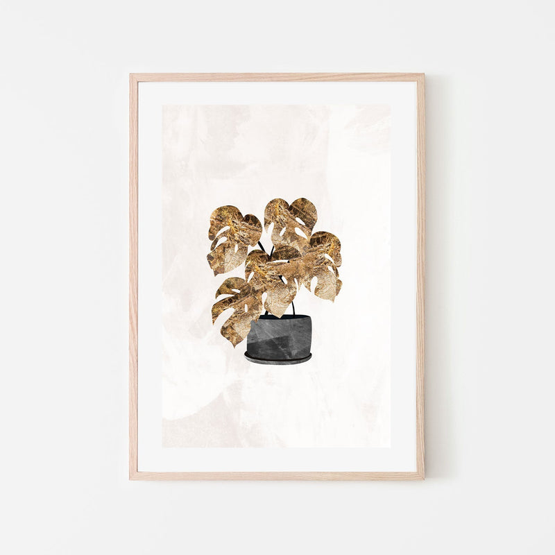 wall-art-print-canvas-poster-framed-Gold Monstera Plant , By Sarah Manovski-GIOIA-WALL-ART