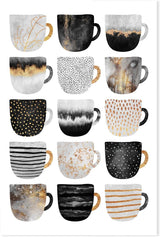 wall-art-print-canvas-poster-framed-Gold Textured Coffee Cups, Style A-GIOIA-WALL-ART