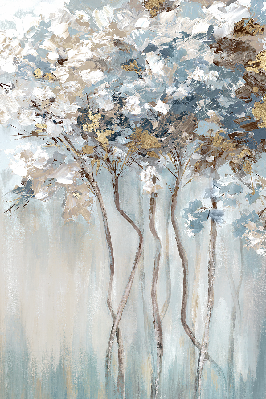 wall-art-print-canvas-poster-framed-Golden Blue Forest-1