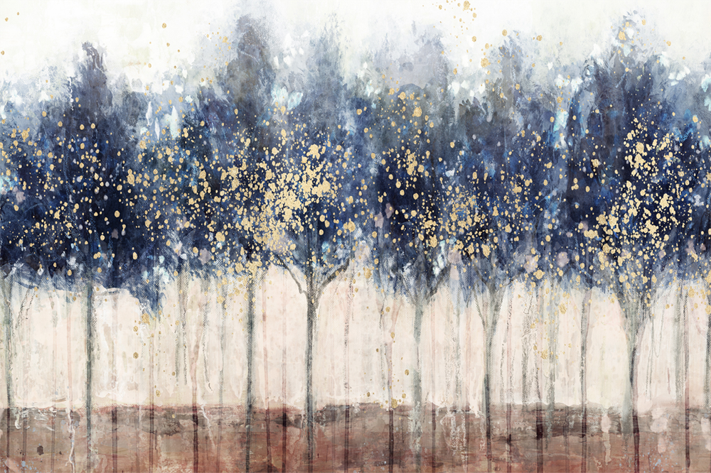 wall-art-print-canvas-poster-framed-Golden Blue Trees, Style A , By Nina Blue-1