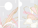 wall-art-print-canvas-poster-framed-Golden Blush Plants, Style A & B, Set of 2-GIOIA-WALL-ART