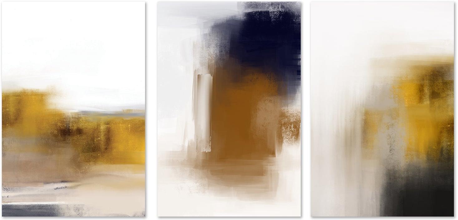 wall-art-print-canvas-poster-framed-Golden Colour Blend, Set Of 3-GIOIA-WALL-ART