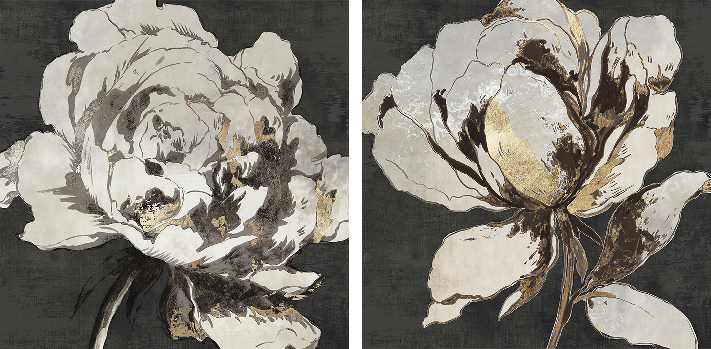 wall-art-print-canvas-poster-framed-Golden Flower, Style A & B, Set Of 2 , By Asia Jensen-1