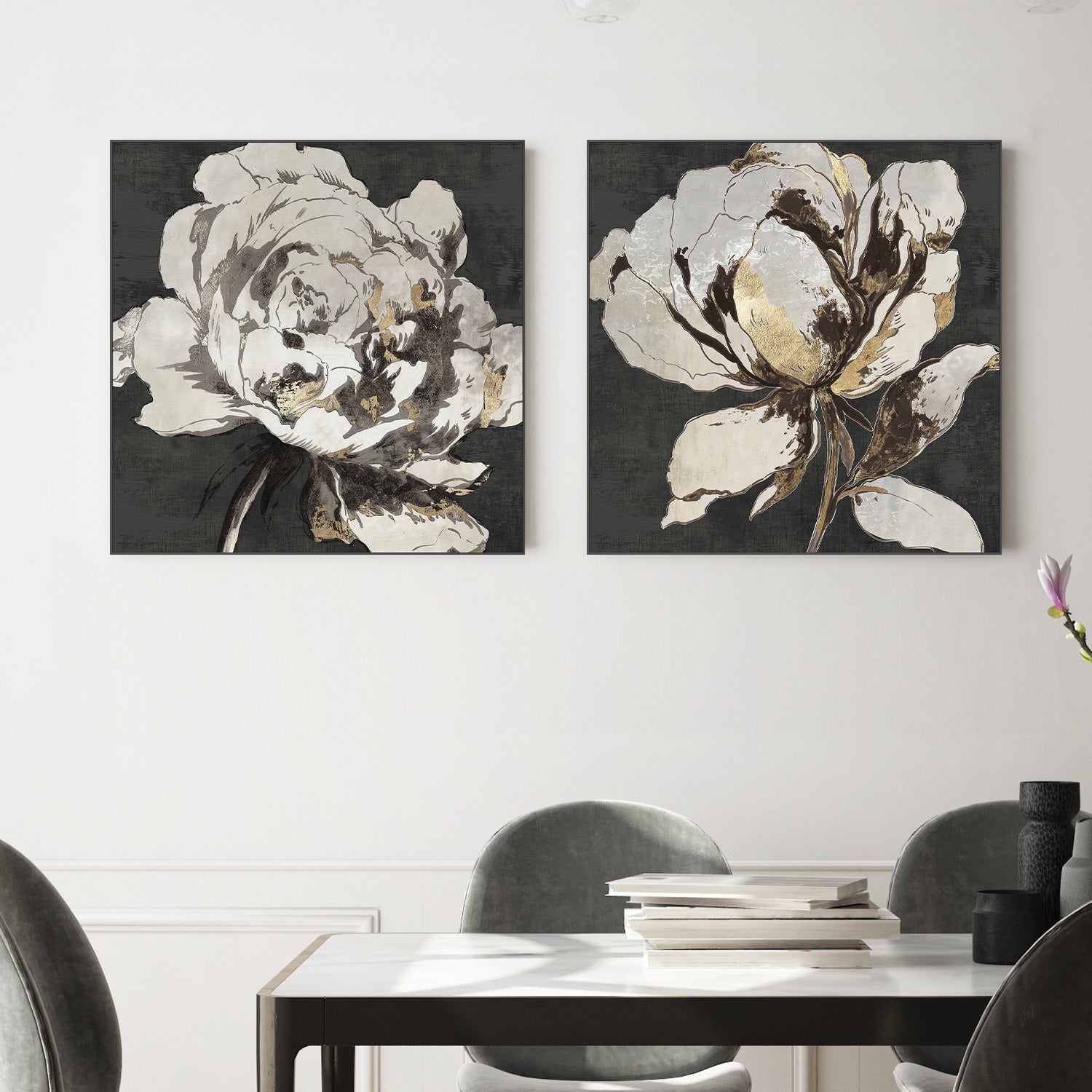 wall-art-print-canvas-poster-framed-Golden Flower, Style A & B, Set Of 2 , By Asia Jensen-2