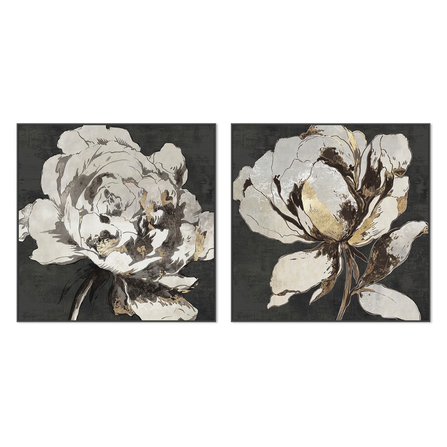wall-art-print-canvas-poster-framed-Golden Flower, Style A & B, Set Of 2 , By Asia Jensen-3