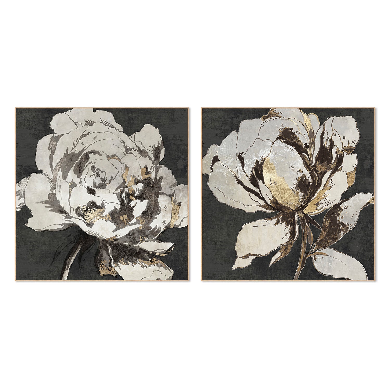 wall-art-print-canvas-poster-framed-Golden Flower, Style A & B, Set Of 2 , By Asia Jensen-4