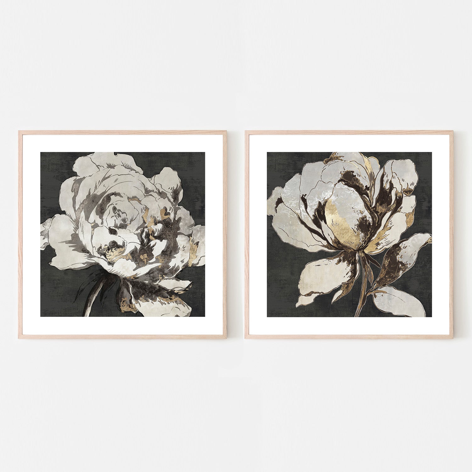 wall-art-print-canvas-poster-framed-Golden Flower, Style A & B, Set Of 2 , By Asia Jensen-6