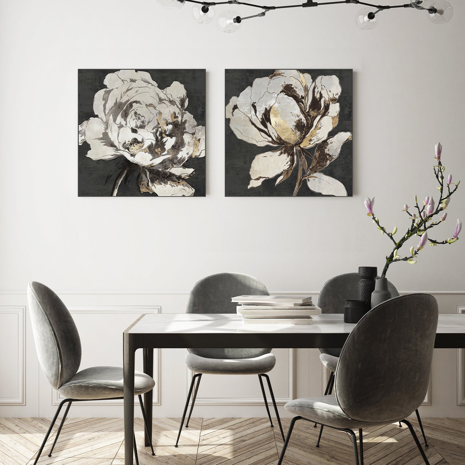 wall-art-print-canvas-poster-framed-Golden Flower, Style A & B, Set Of 2 , By Asia Jensen-7