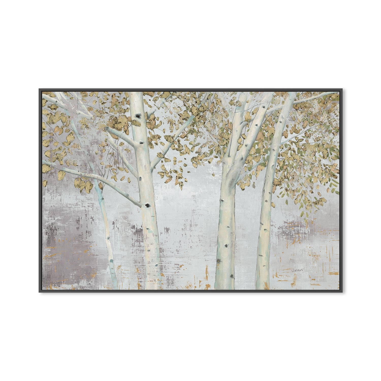 Golden Forest Gray , By James Wiens Wall Art Print Framed Canvas