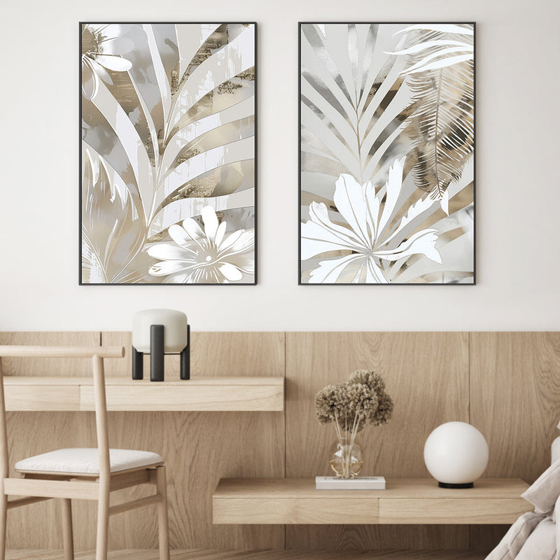wall-art-print-canvas-poster-framed-Golden Palms, Style A & B, Set Of 2 , By Bella Eve-2