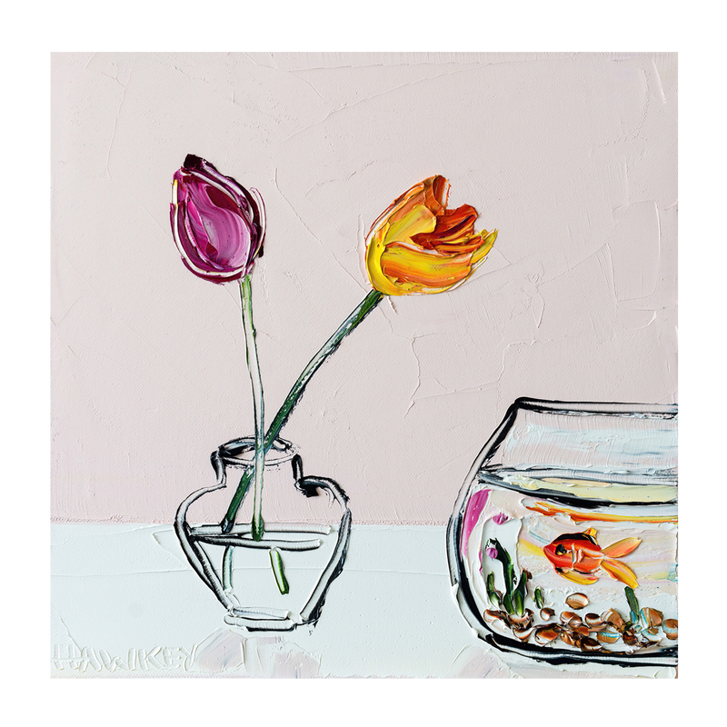 wall-art-print-canvas-poster-framed-Goldfish And Tulips , By Angela Hawkey-1