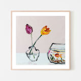 wall-art-print-canvas-poster-framed-Goldfish And Tulips , By Angela Hawkey-6