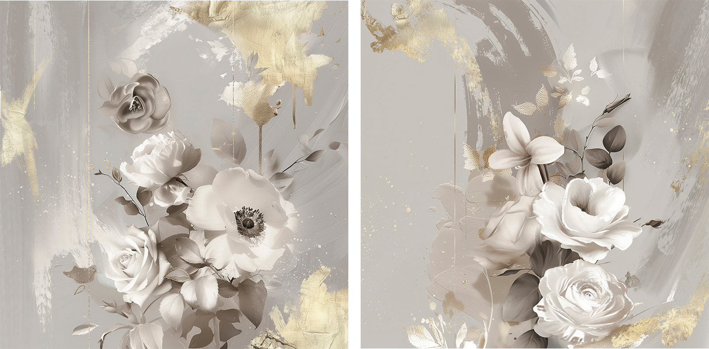 wall-art-print-canvas-poster-framed-Goldleaf Bloom, Style A & B, Set Of 2 , By Bella Eve-1