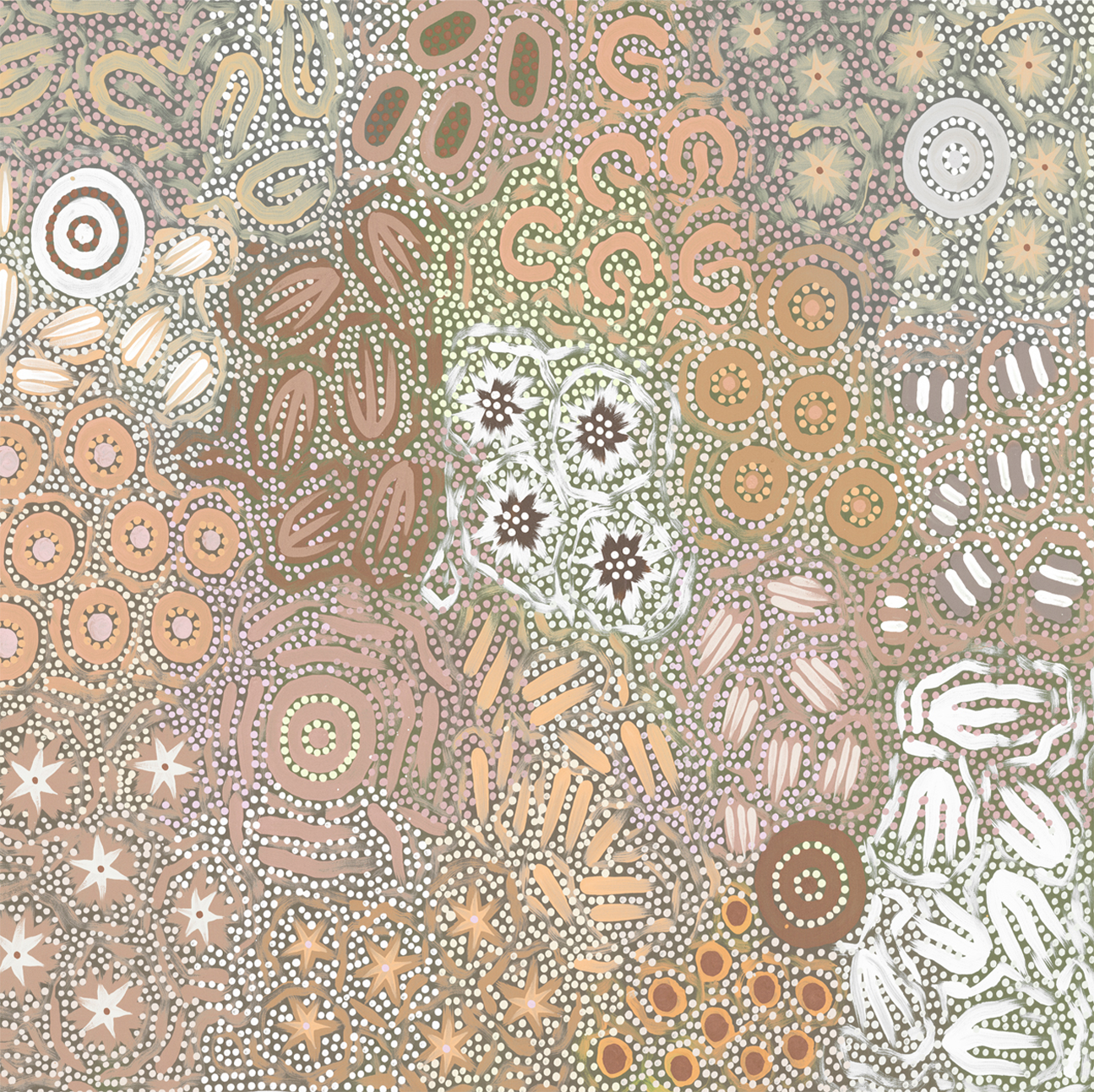 wall-art-print-canvas-poster-framed-Grandmothers Country, Green and Peach Pastel Colour , By Azeza Possum-1