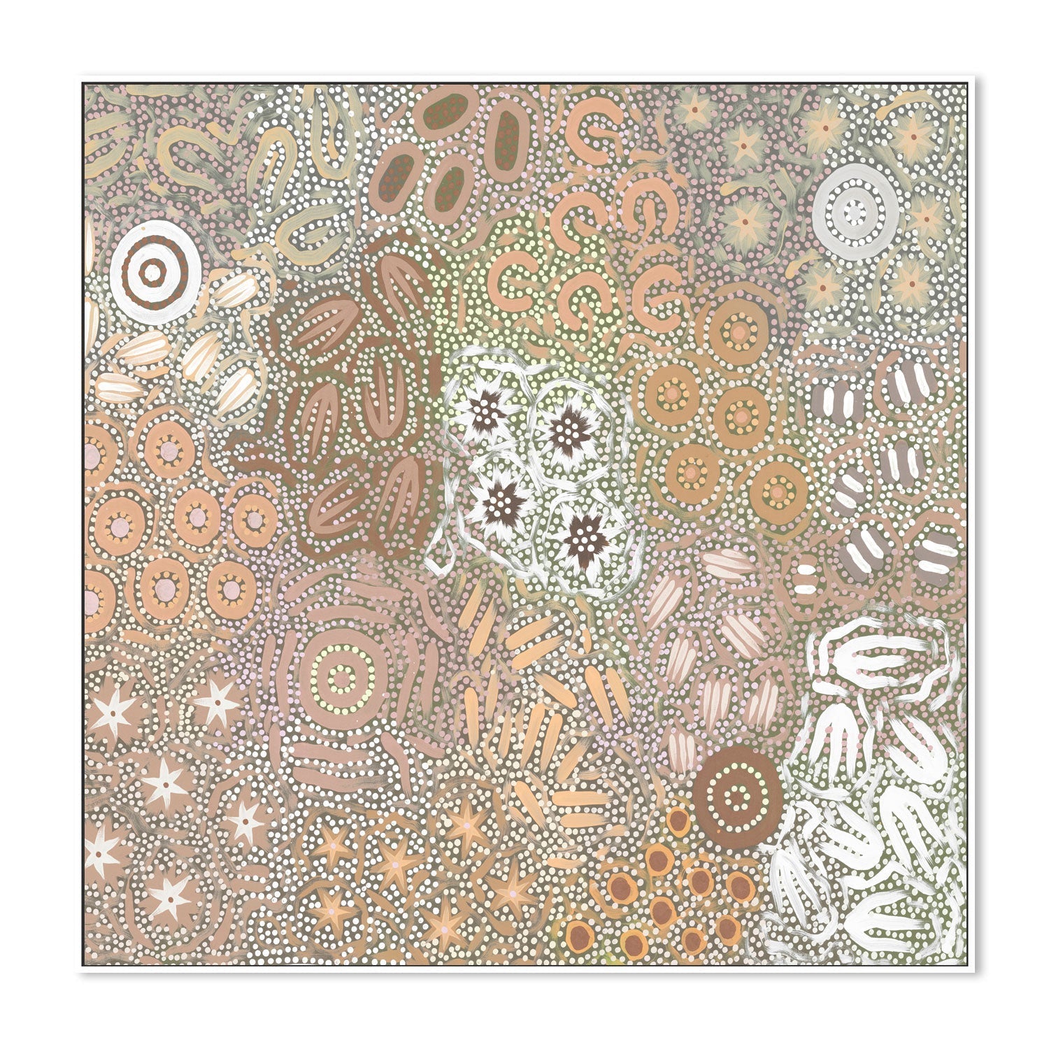 wall-art-print-canvas-poster-framed-Grandmothers Country, Green and Peach Pastel Colour , By Azeza Possum-5
